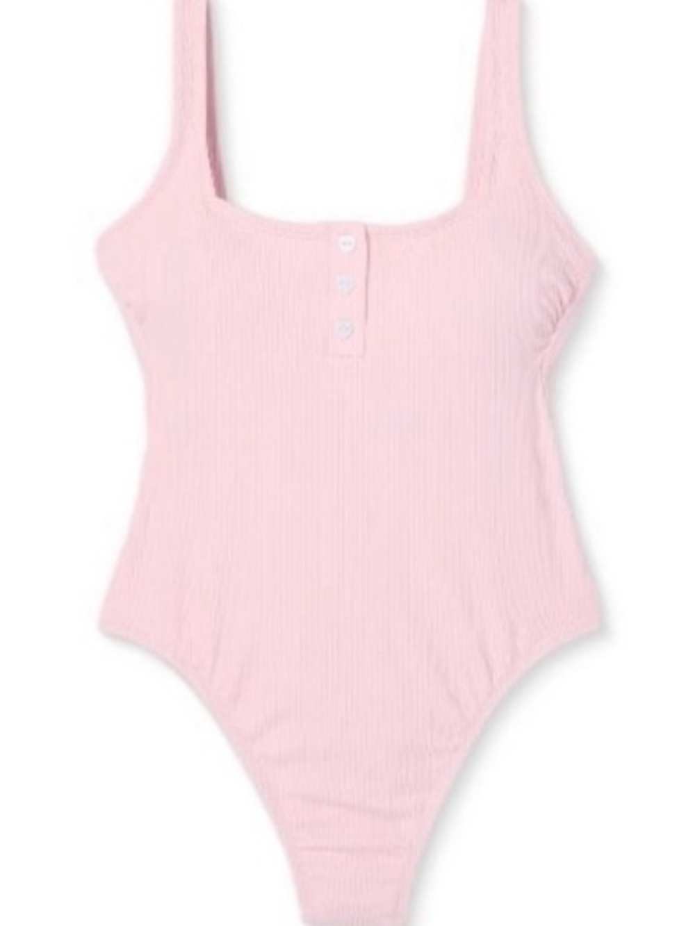 Stoney Clover x Target Ribbed Square Neck Henley One Piece in light baby pink